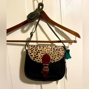 Soruka crossbody purse NWT black animal print